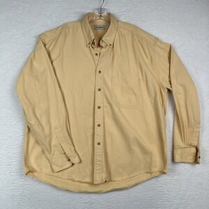 L.L. Bean Men Button Shirt Denim Long Sleeve Cotton Orange Sz XL W860 VTG Y2K